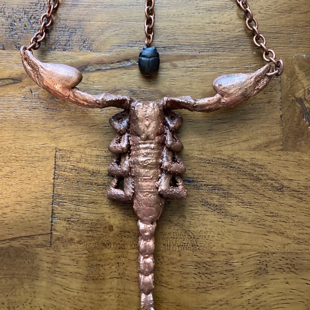 Scorpion Necklace Real Scorpio Copper Large Bib - Picture 2 of 9